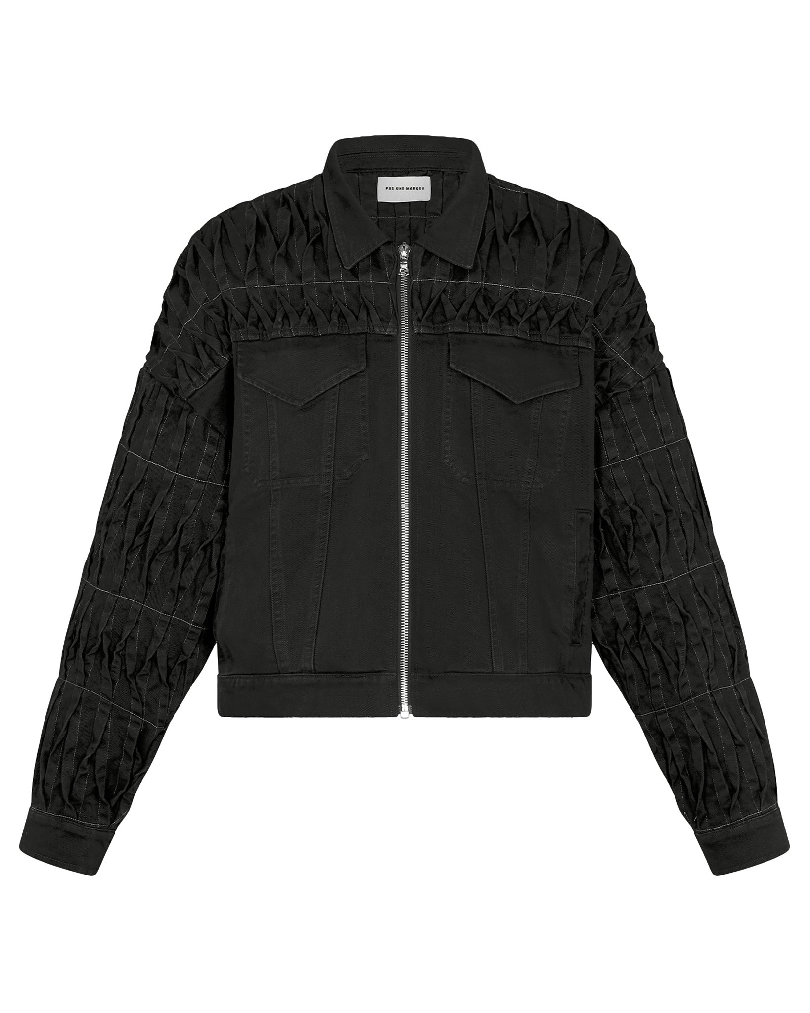 Pintuck Denim Jacket (Black) – Pas Une Marque ®