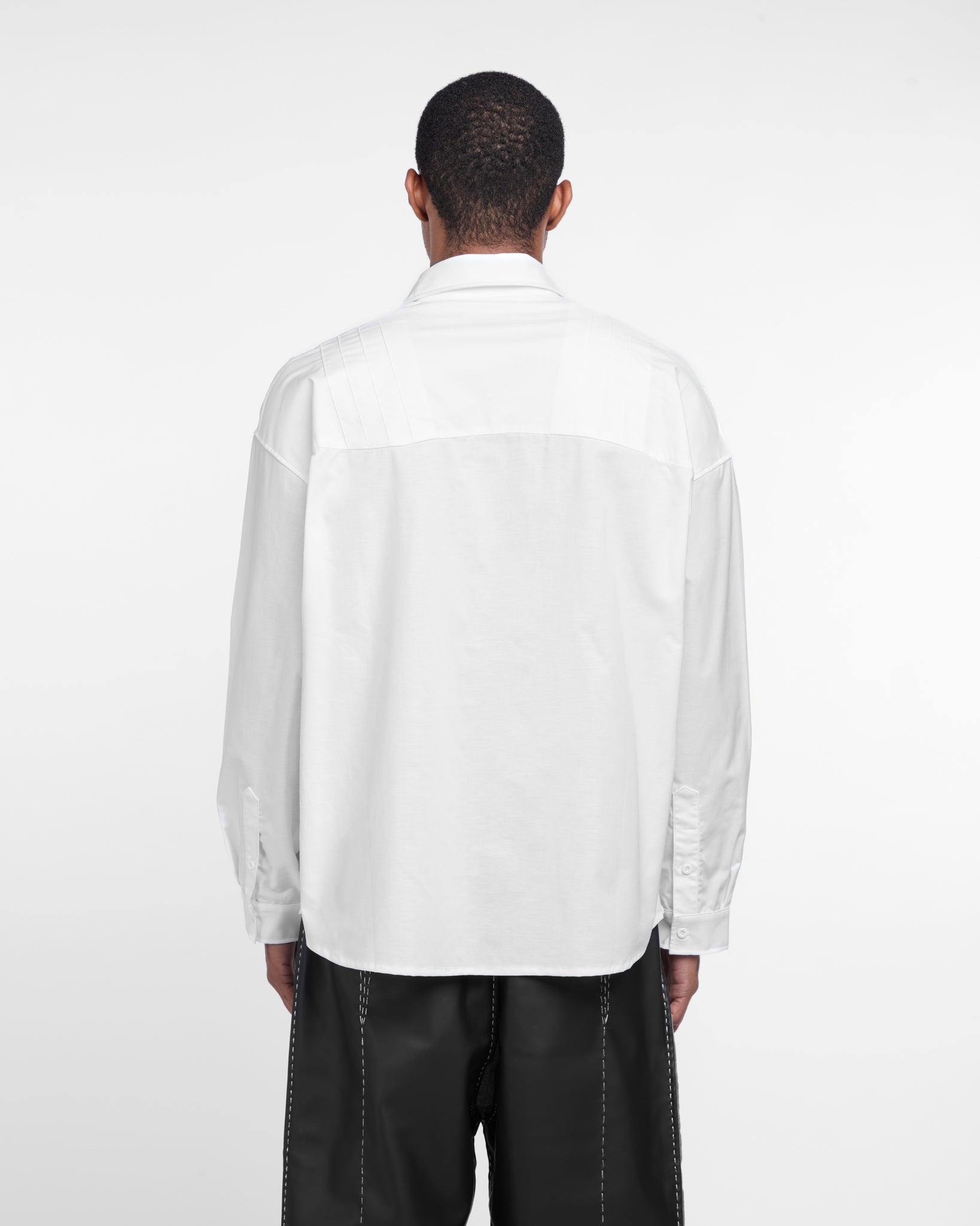 Pleated Long Sleeve Shirt (White)