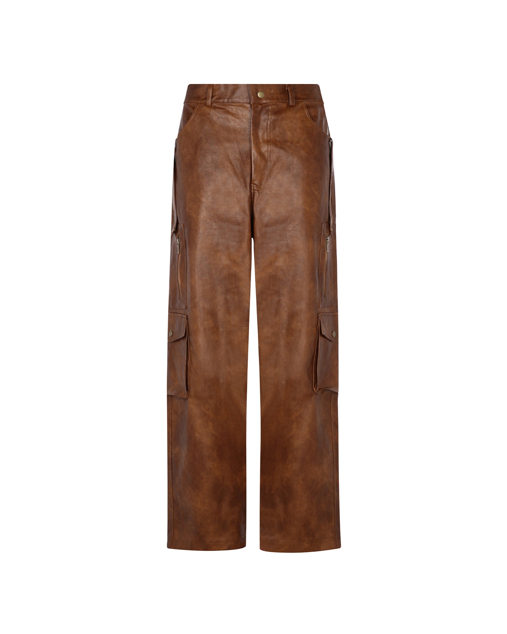 Military Leather Trousers (Brown)