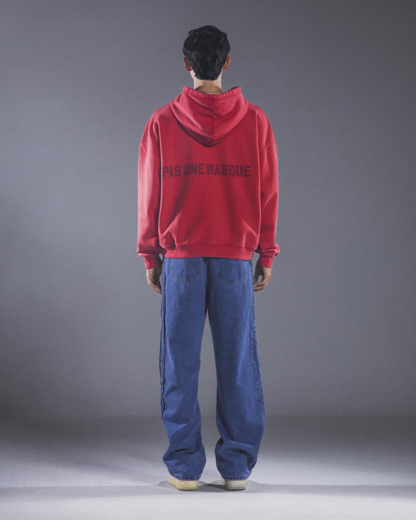 Side-Panelled Embroidered Denim (Blue)