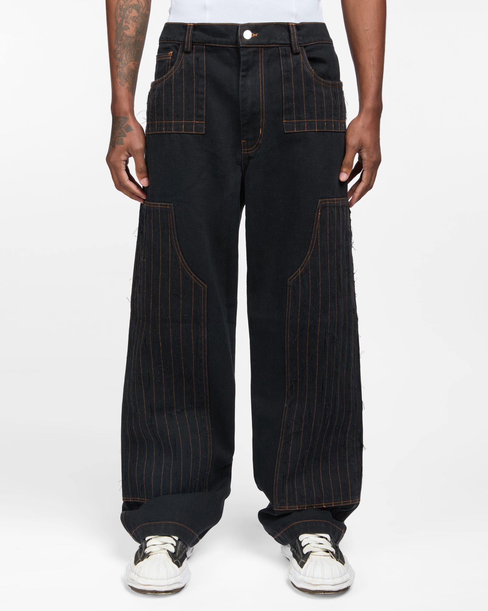 Distressed Patch Carpenter Pants