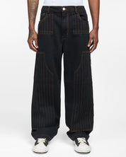 Distressed Patch Carpenter Pants