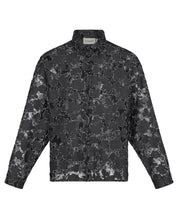 Lace Long Sleeve Button Down Shirt (Black)
