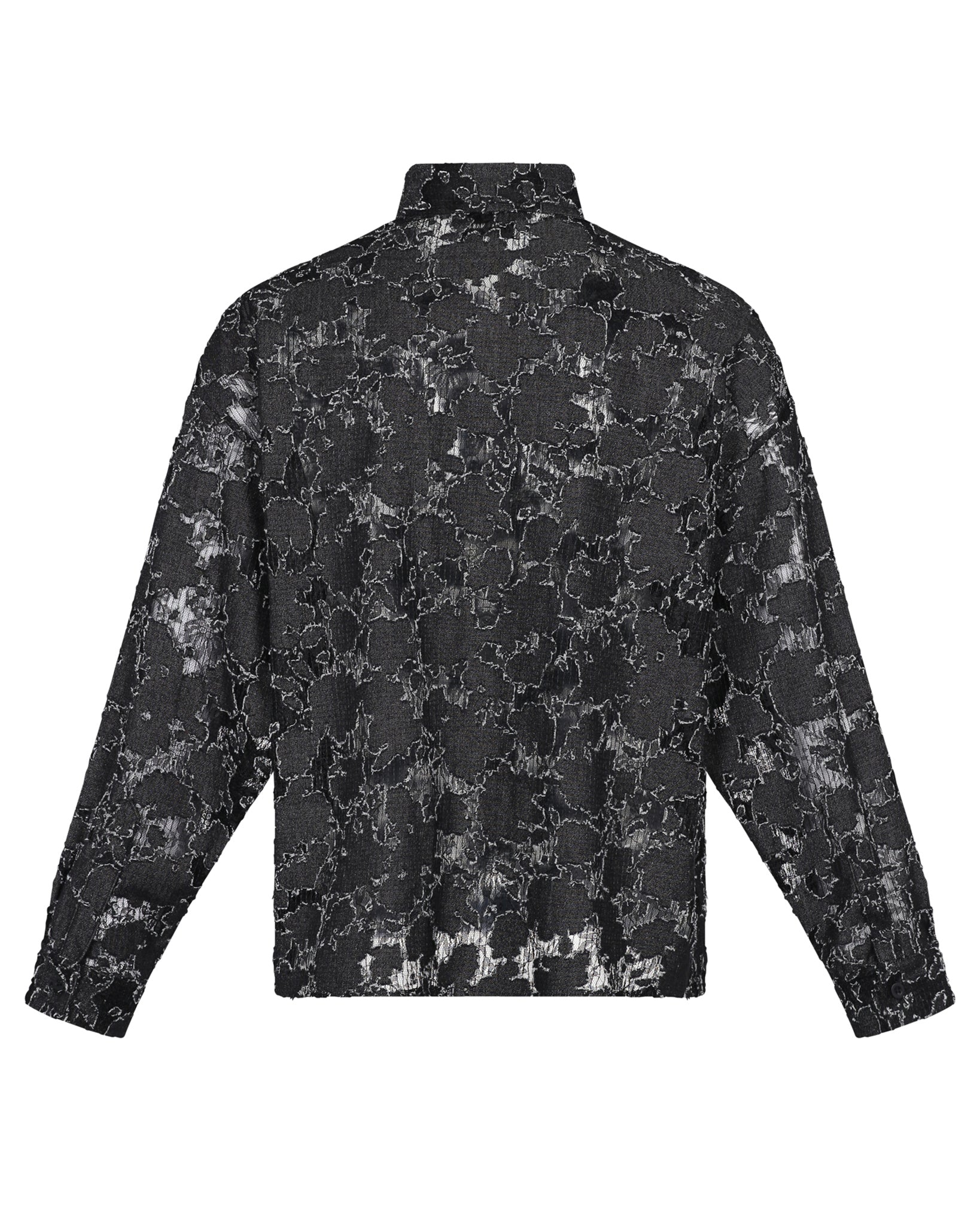 Lace Long Sleeve Button Down Shirt (Black)