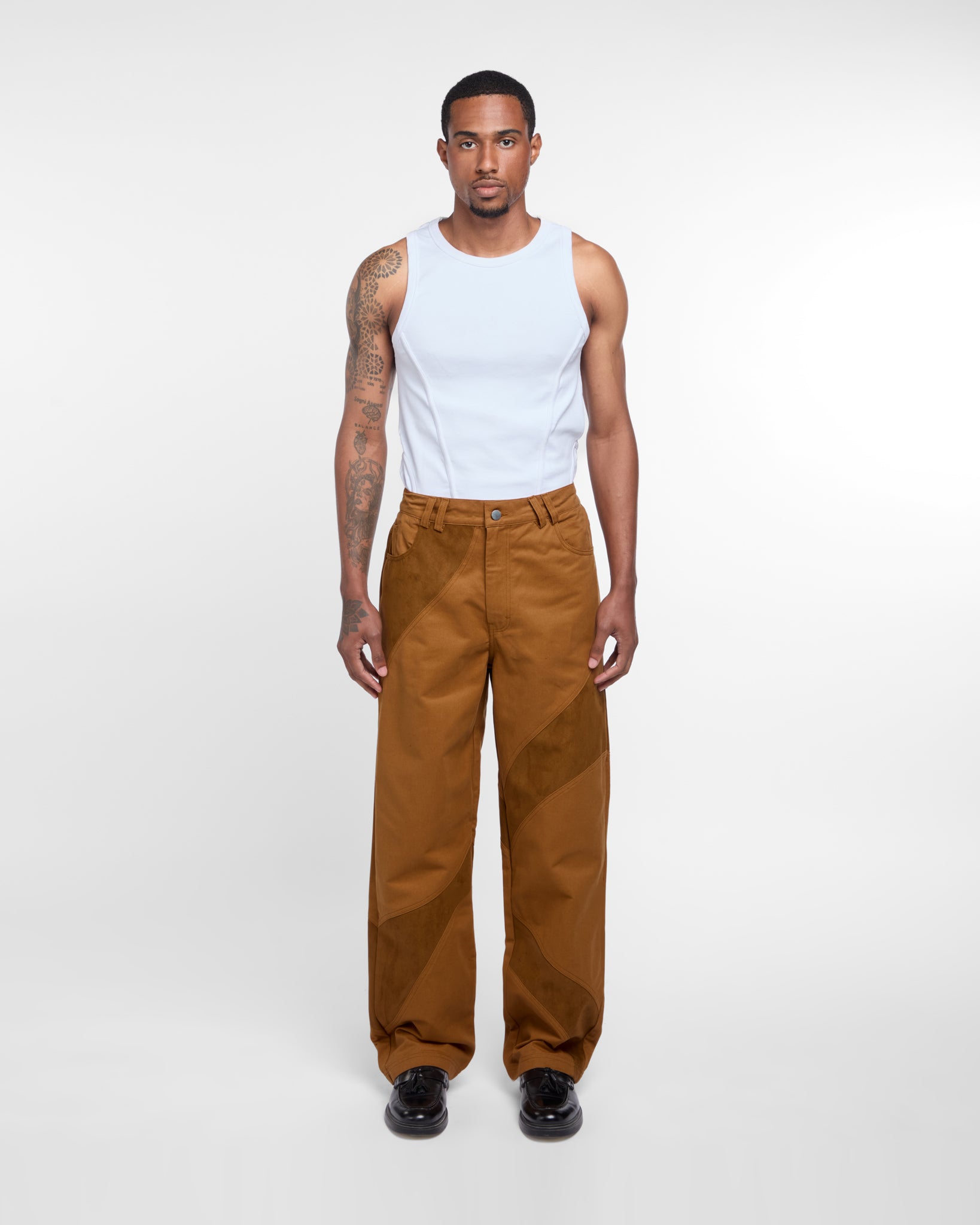 Suede Denim Trousers (Camel)