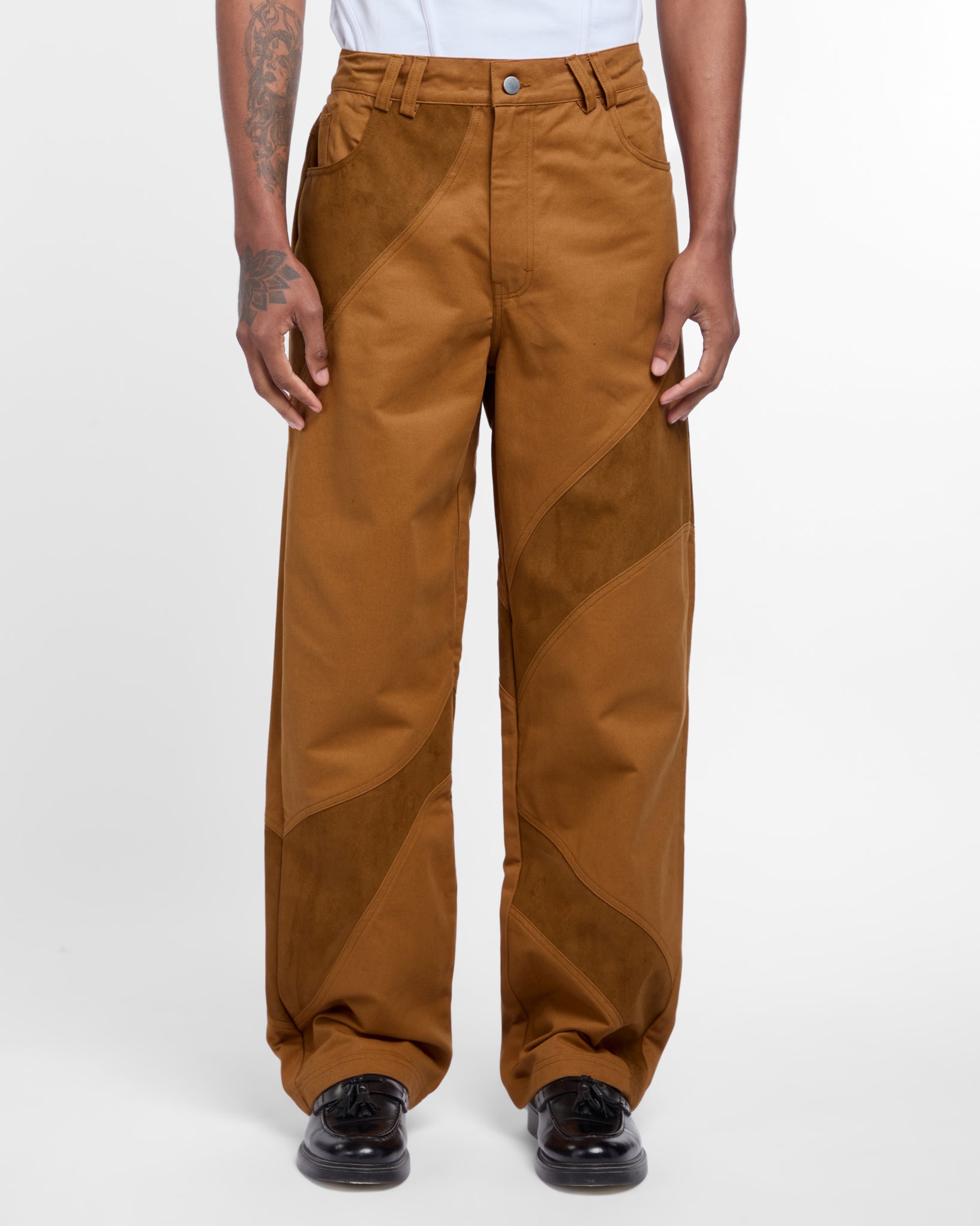 Suede Denim Trousers (Camel)