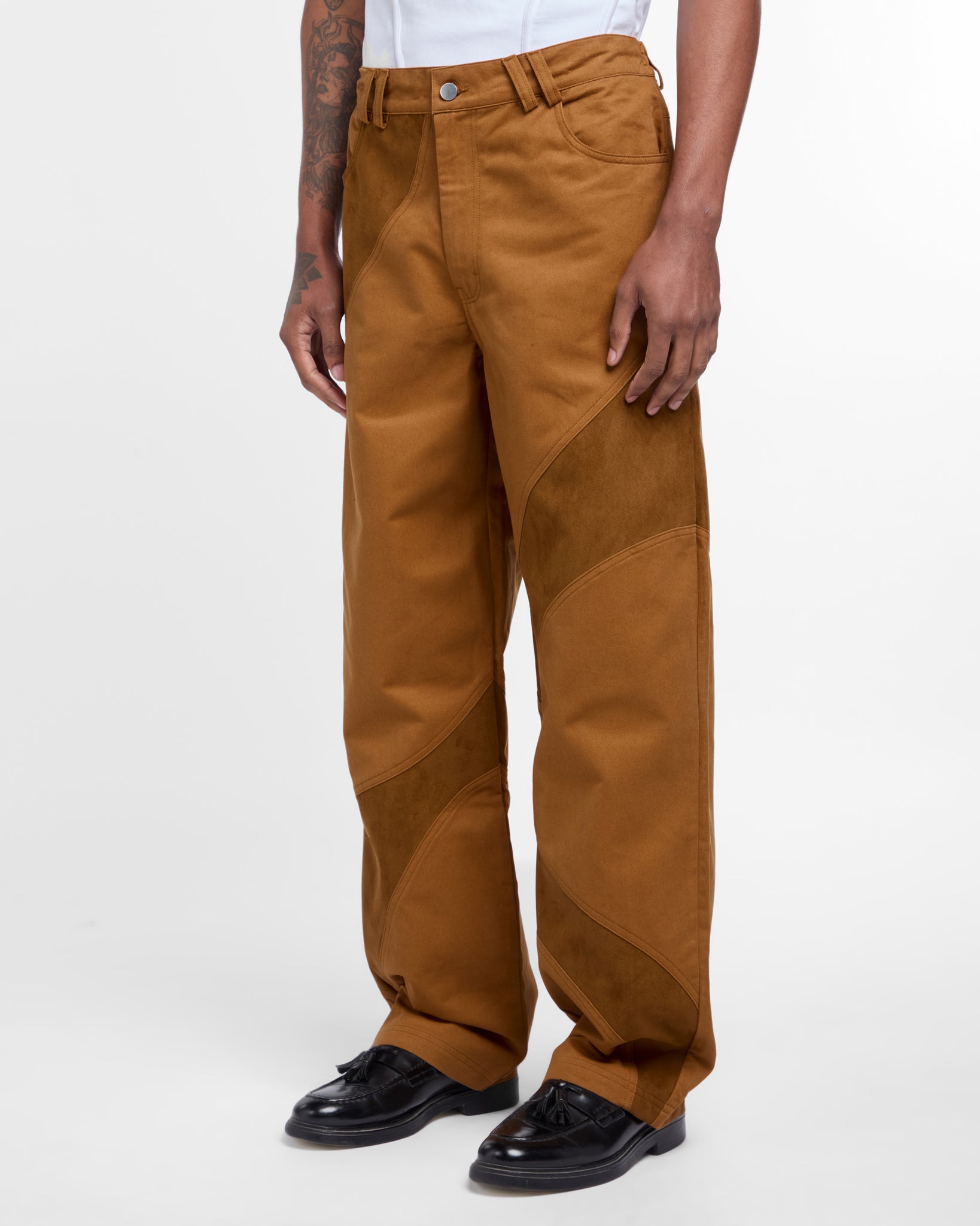 Suede Denim Trousers (Camel)