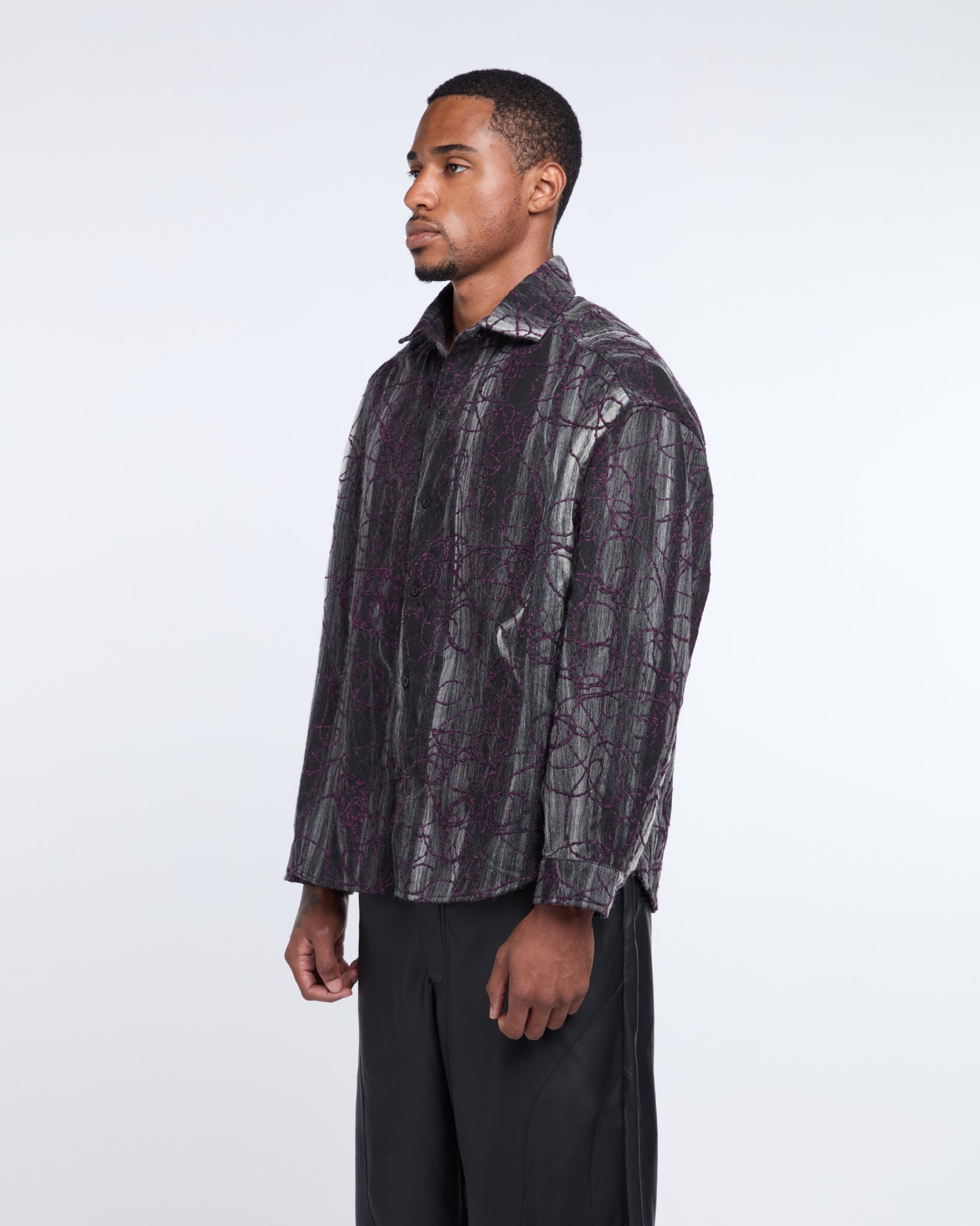 Marbled Cloth Long Sleeve Shirt (Purple / Grey)