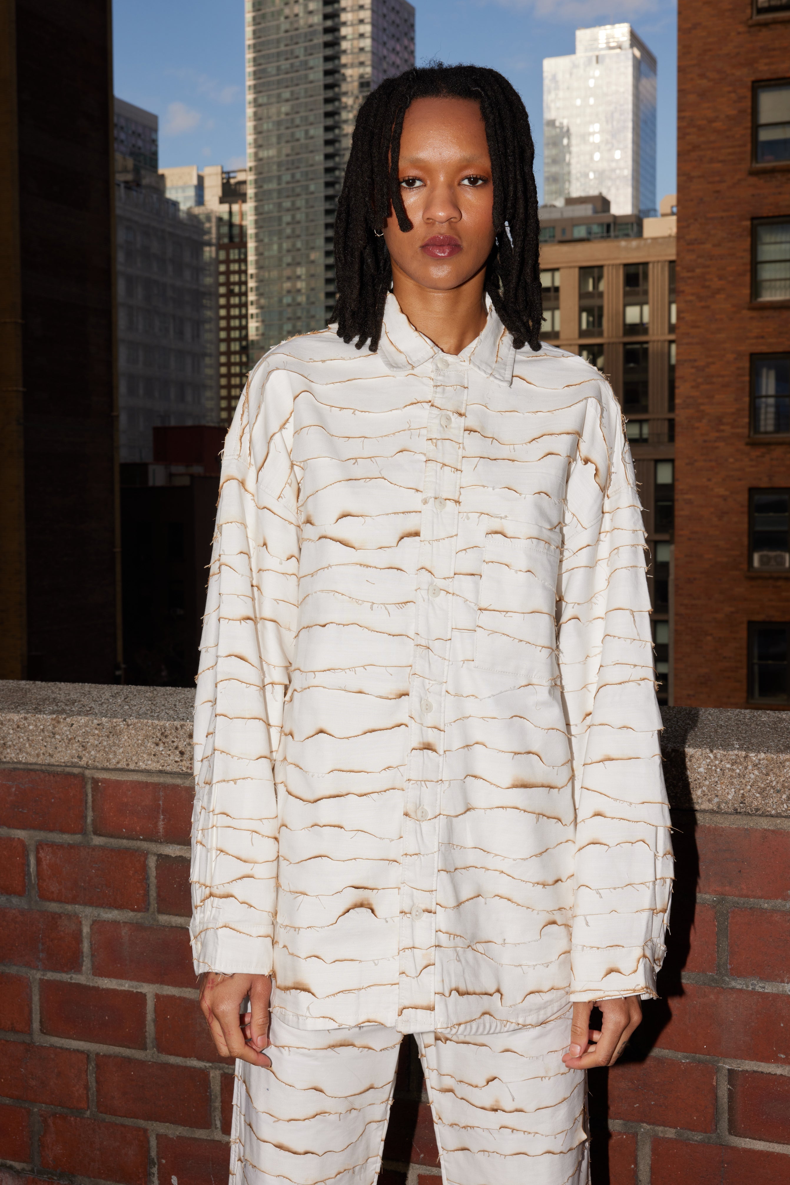 Burnt Layered Button Down