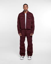 Pintuck Denim Jacket (Burgundy)