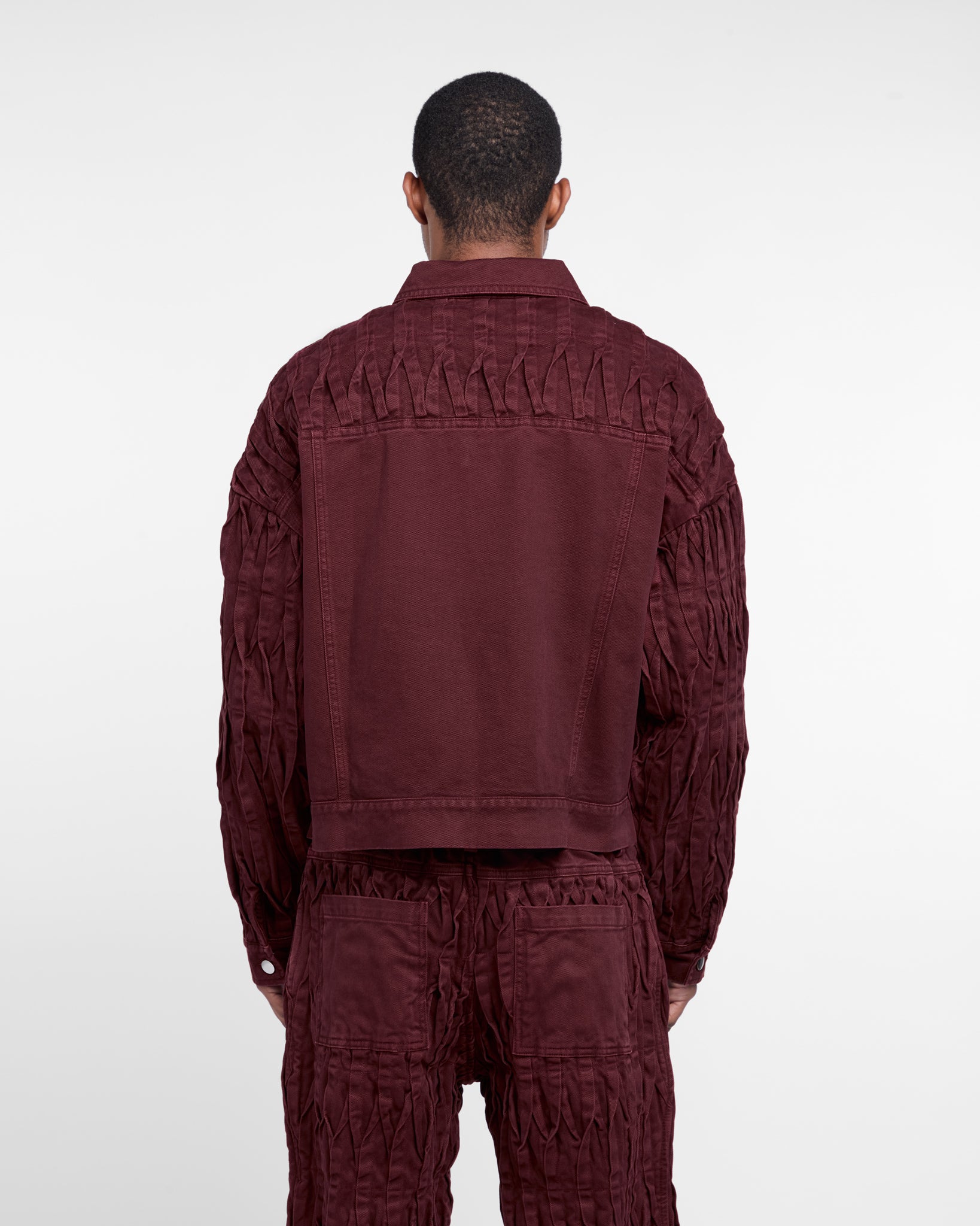 Pintuck Denim Jacket (Burgundy)