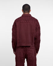 Pintuck Denim Jacket (Burgundy)