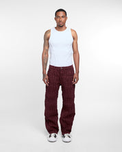 Pintuck Denim Trousers (Burgundy)