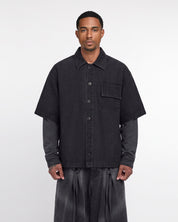 Double Sleeve Denim Shirt (Black)
