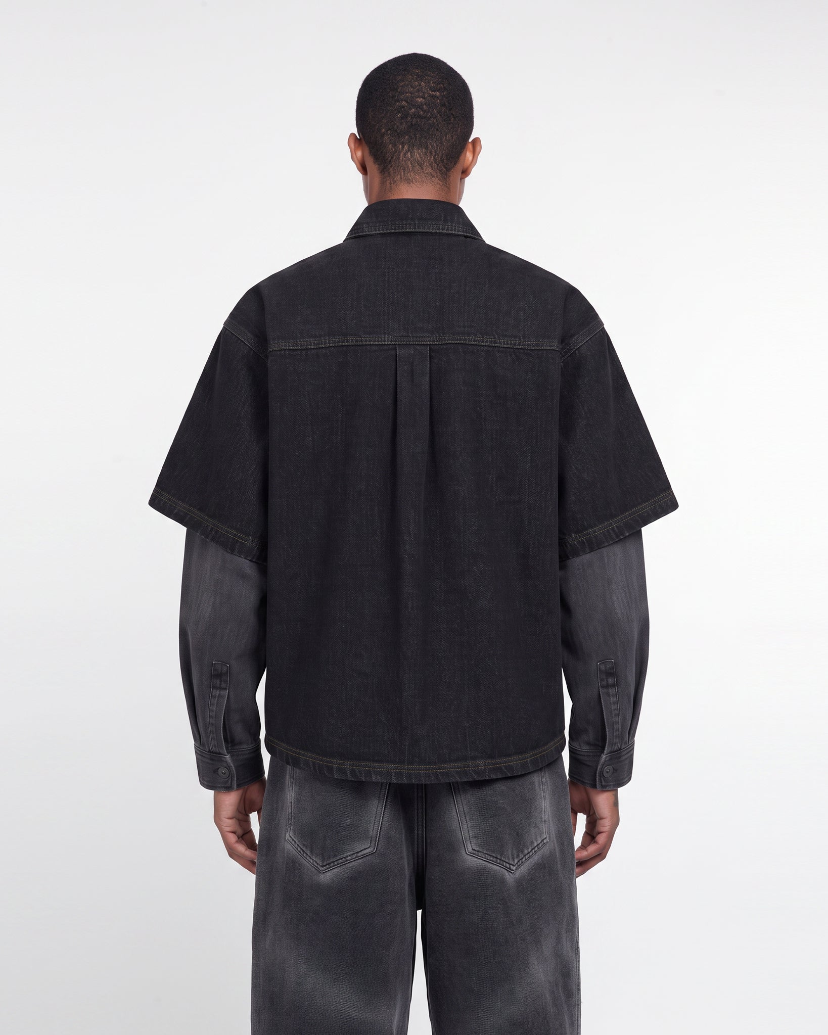 Double Sleeve Denim Shirt (Black)