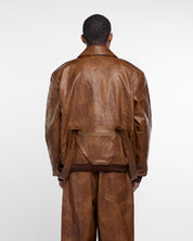 Military Vegan Leather Jacket (Brown)