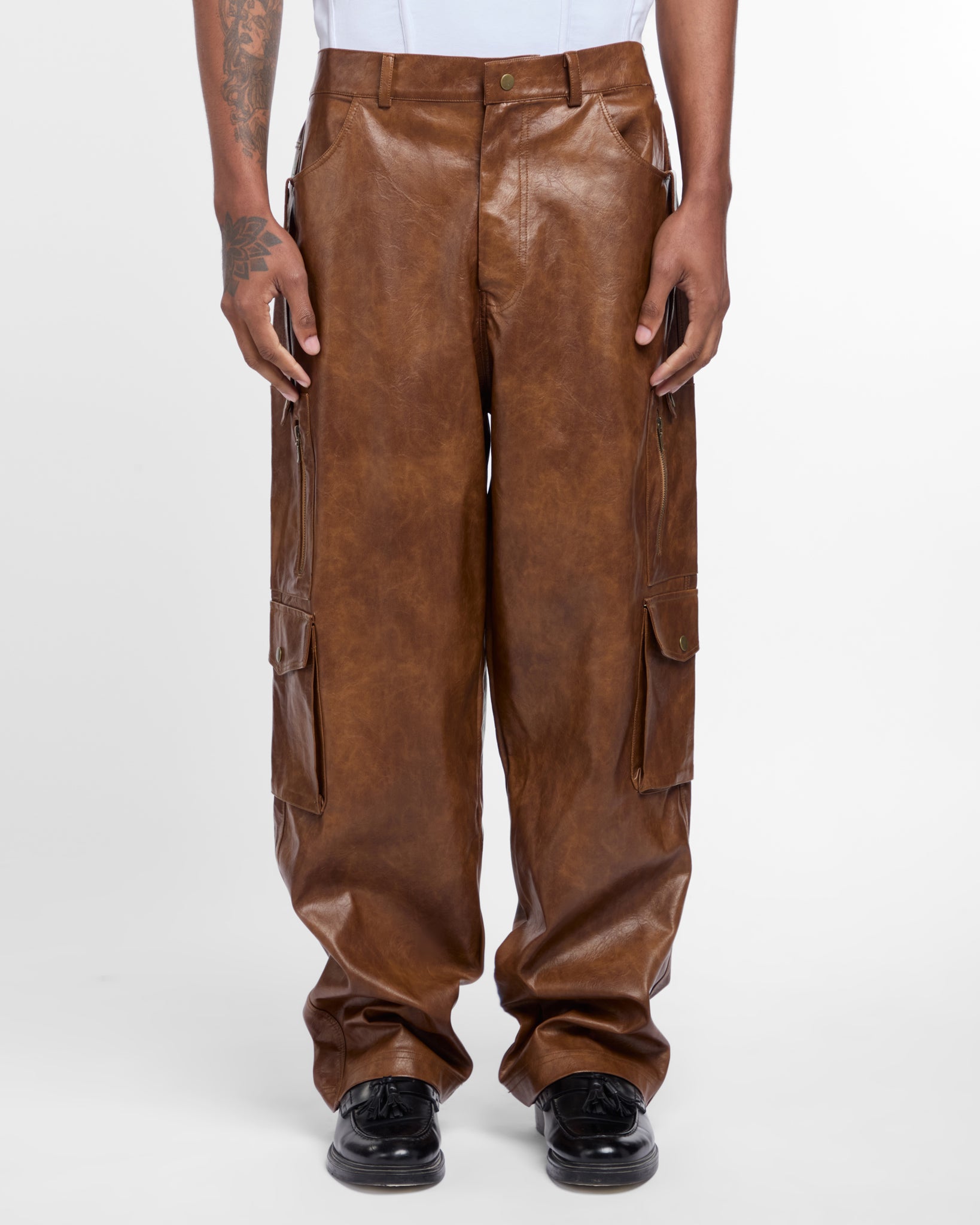 Military Leather Trousers (Brown)