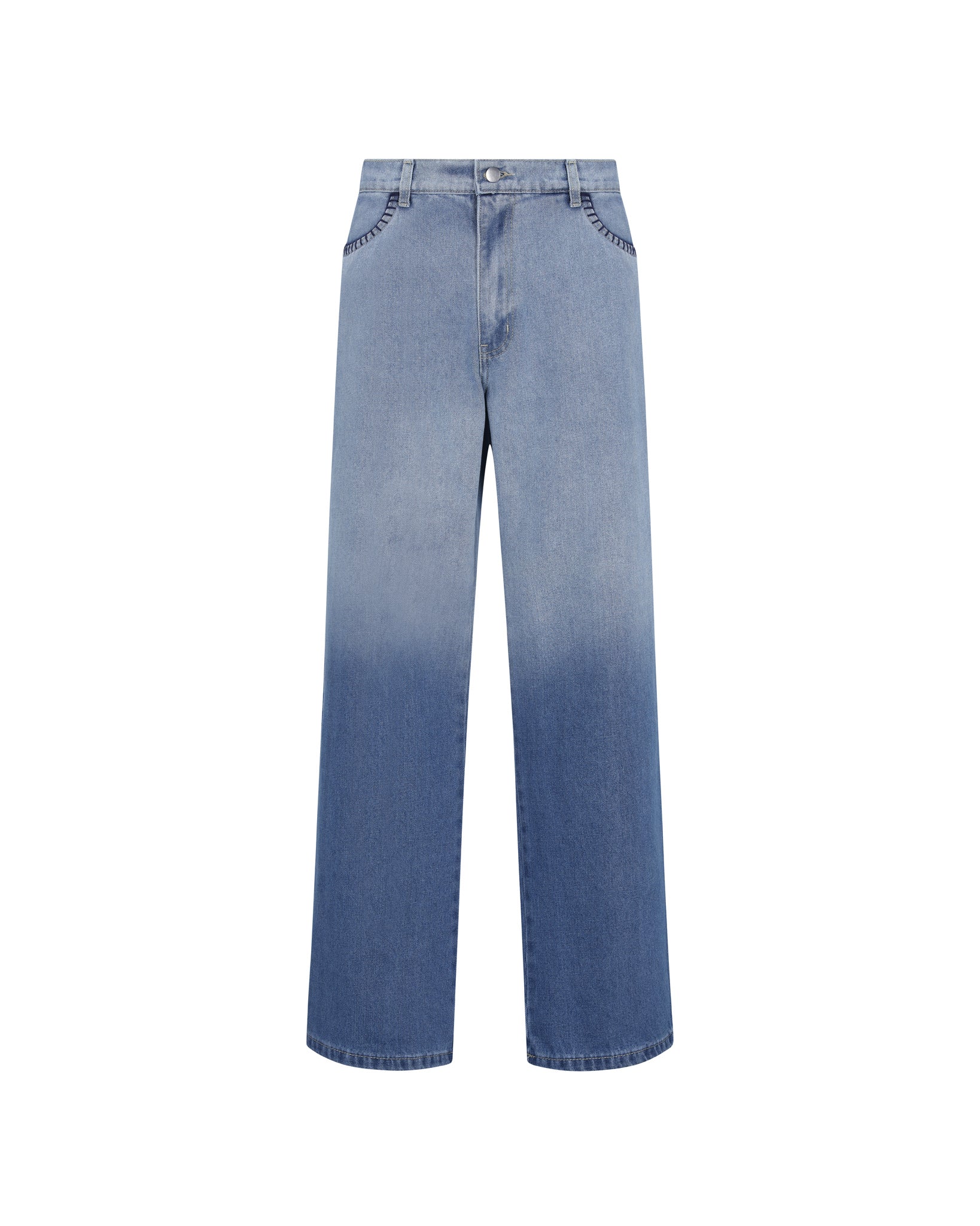 Hand-Embroidered Distressed Denim Pants
