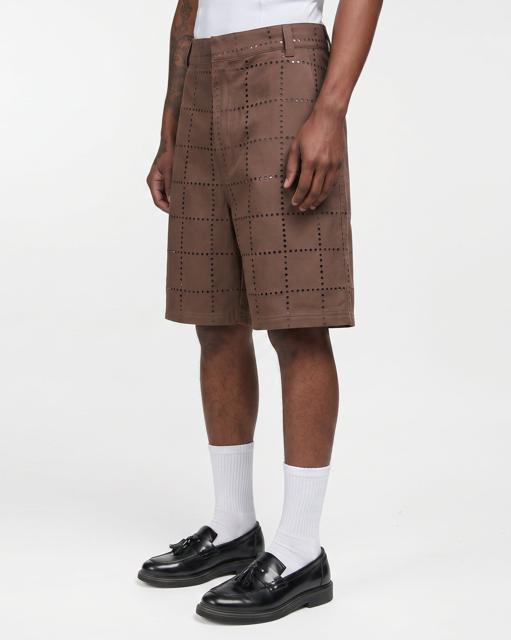 Laser-Cut Dots Bomber Short