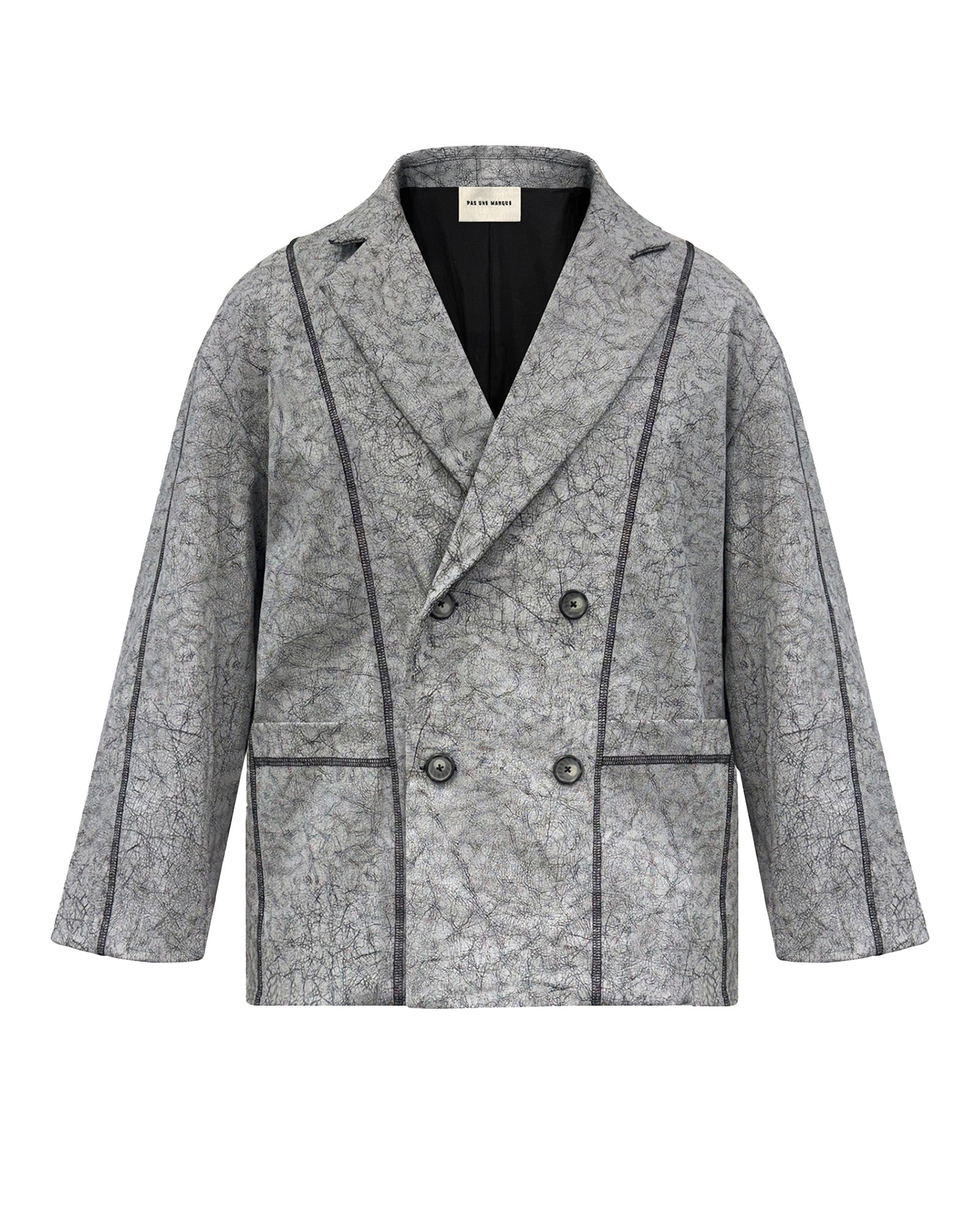Crackled Denim Blazer