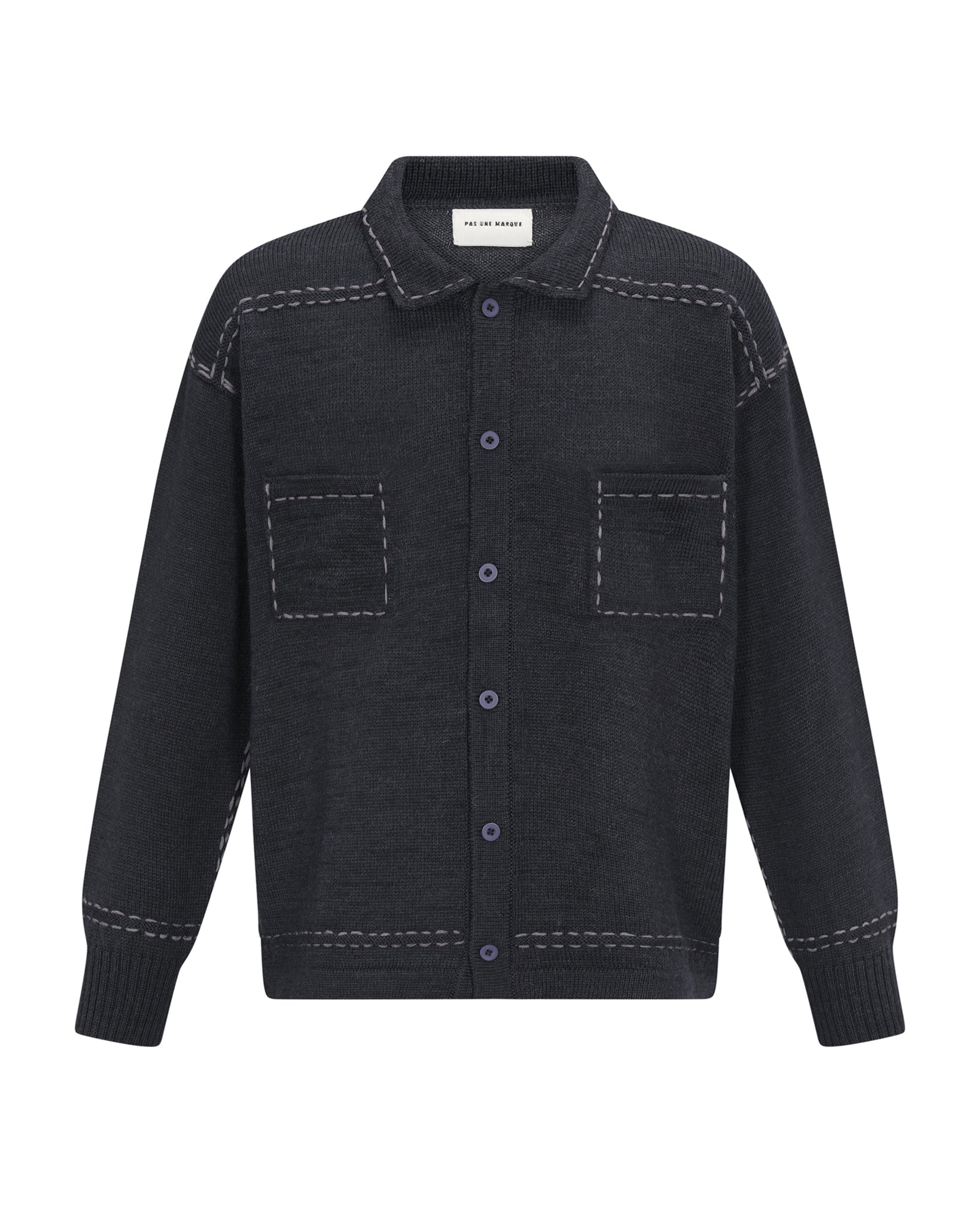 Embroidered Knit Shirt (Black)