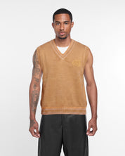 Knitted Sweater Vest (Lucuma / Camel)