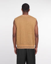 Knitted Sweater Vest (Lucuma / Camel)