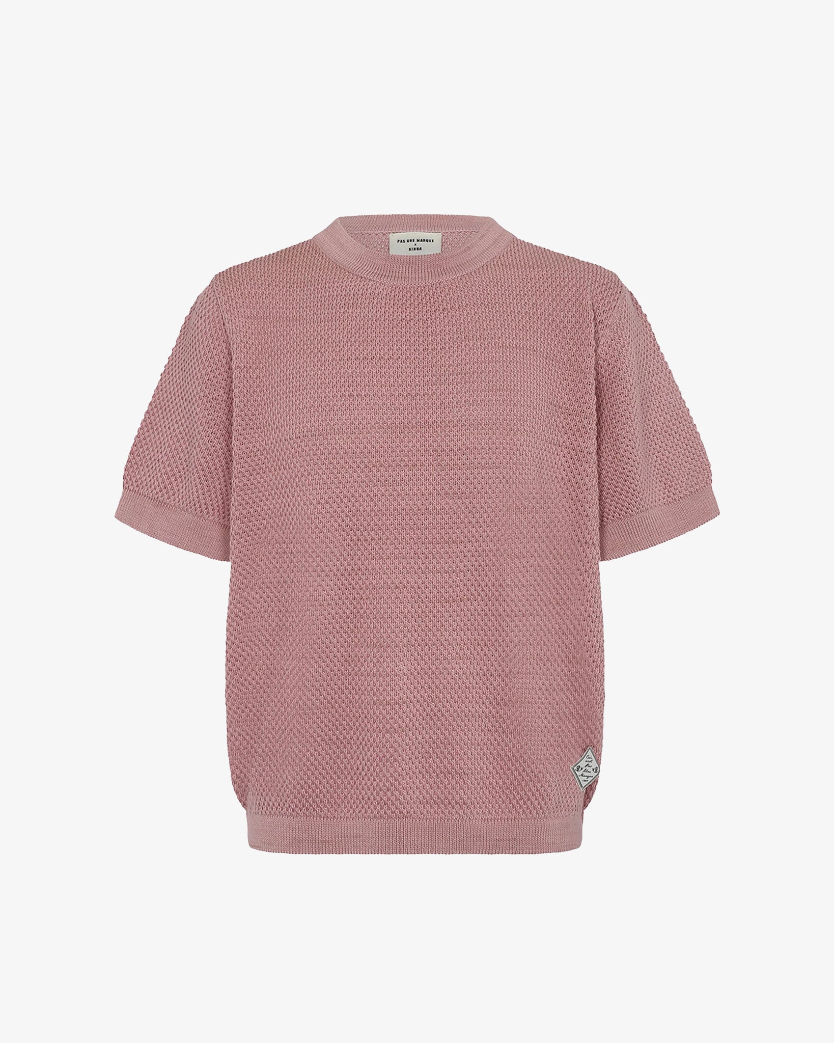 Textured Knitted Tee Shirt (Dusty Pink)