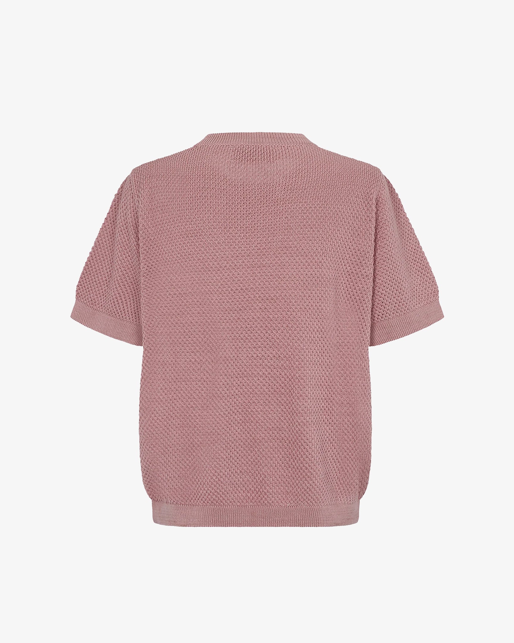 Textured Knitted Tee Shirt (Dusty Pink)