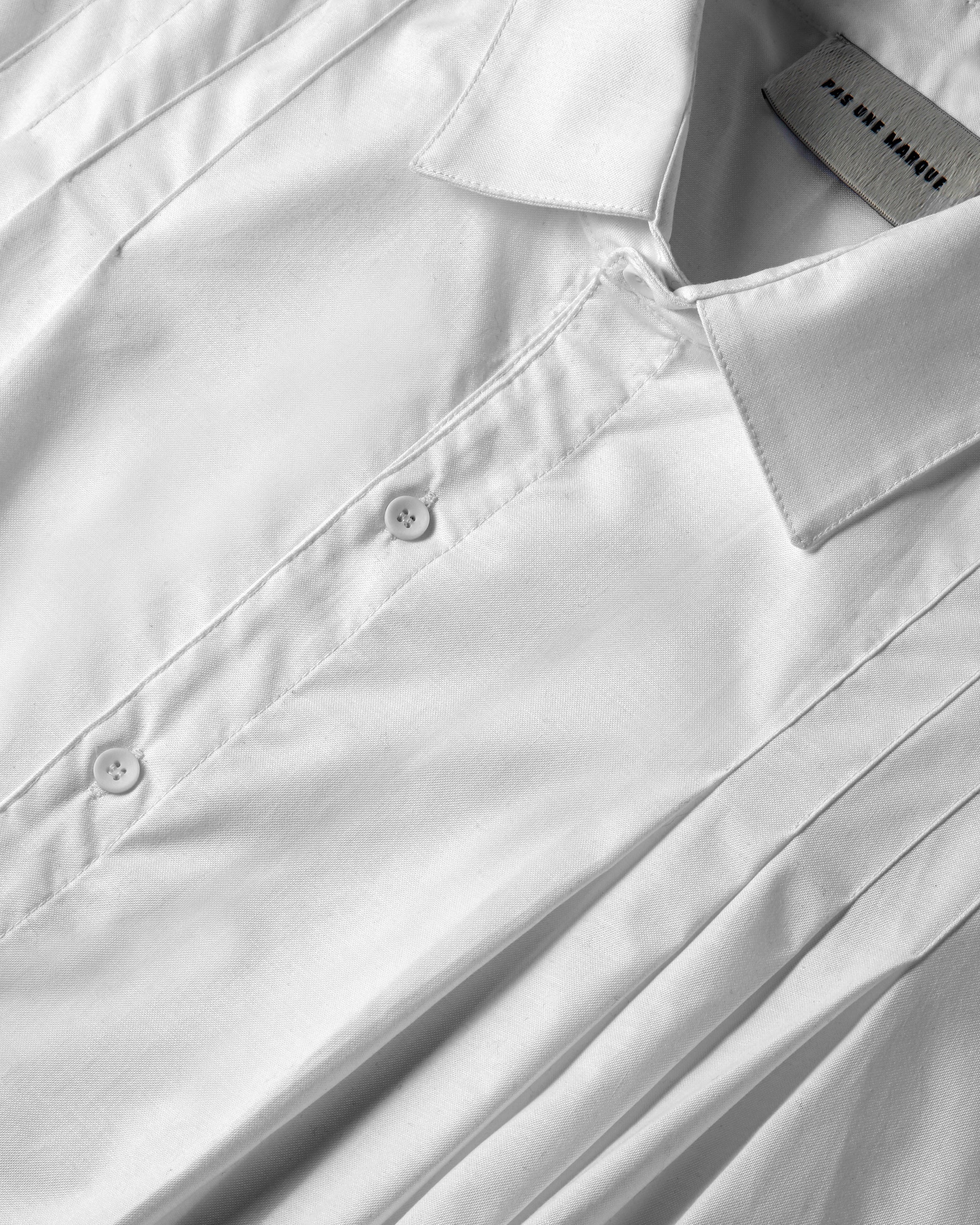 Pleated Long Sleeve Shirt (White)