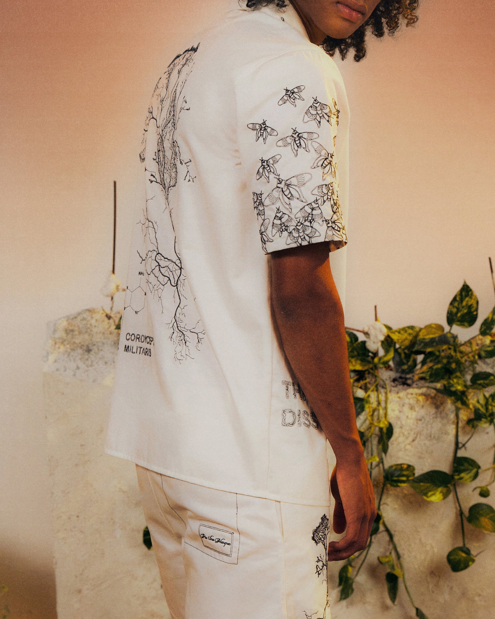 Cordyceps Embroidered Short Sleeve Shirt