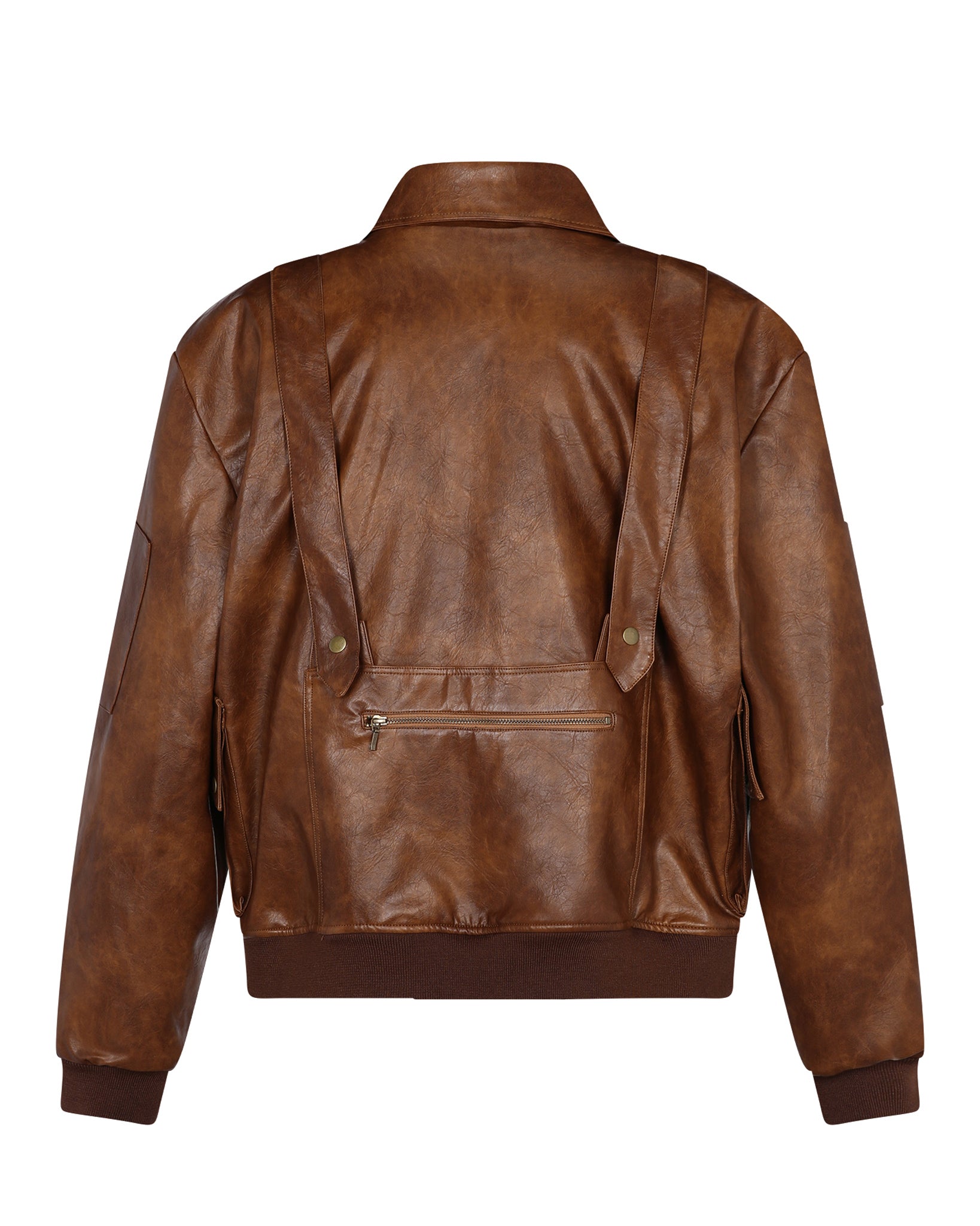 Military Vegan Leather Jacket (Brown)