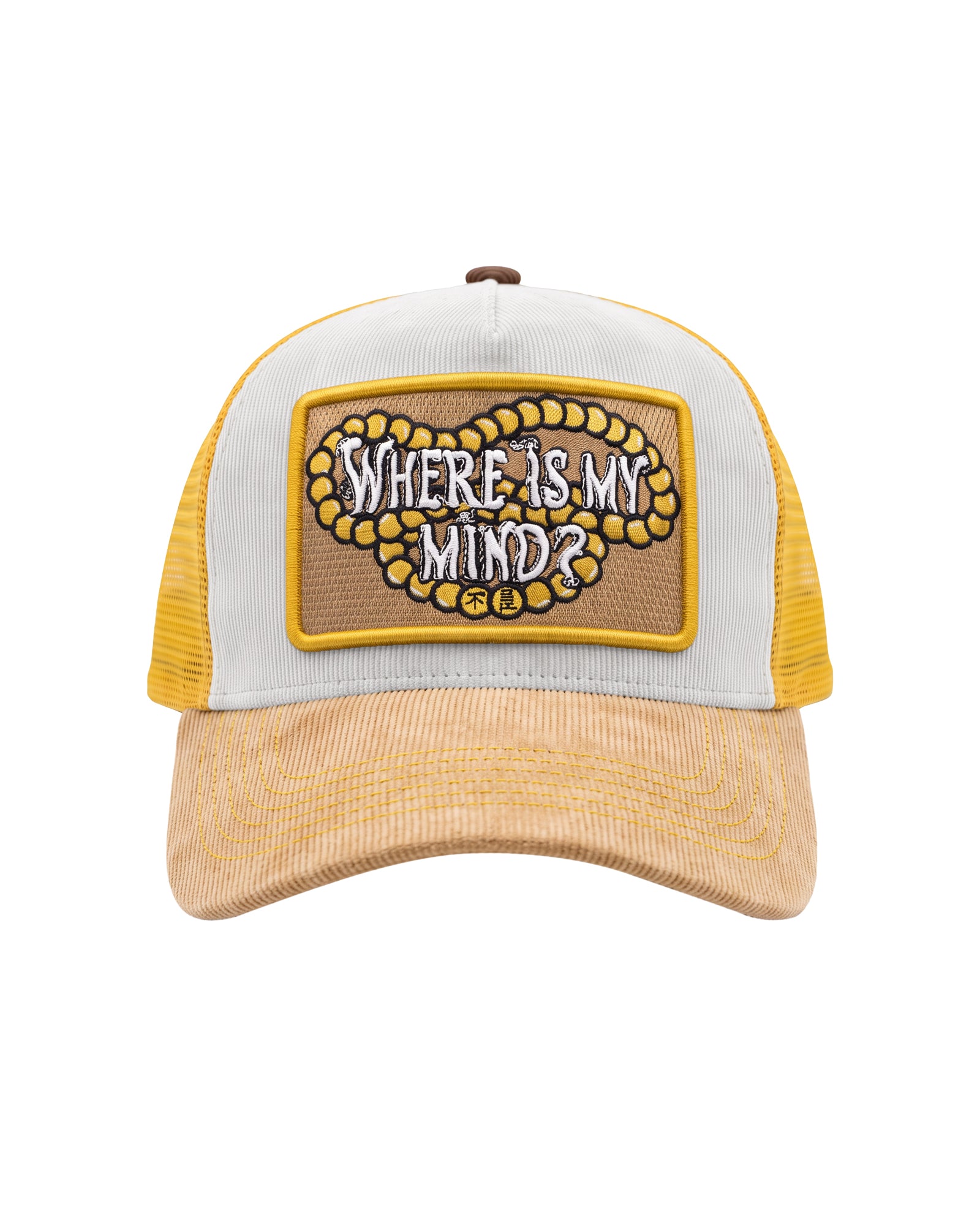 Where Is My Mind Trucker Hat (Grey/Yellow)