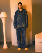 Johnson Tsang Heavy Washed Laser Denim Jacket (Blue)