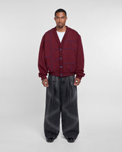 Paneled Cardigan (Burgundy)
