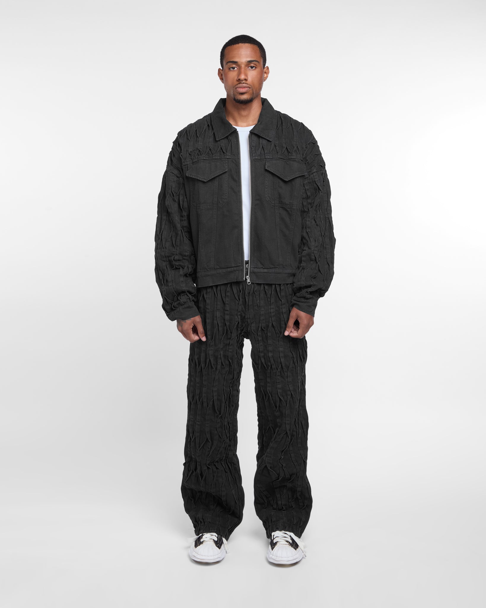 Pintuck Denim Jacket (Black)