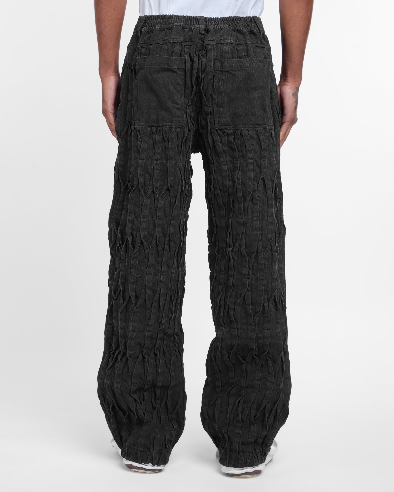 Pintuck Denim Trousers (Black)