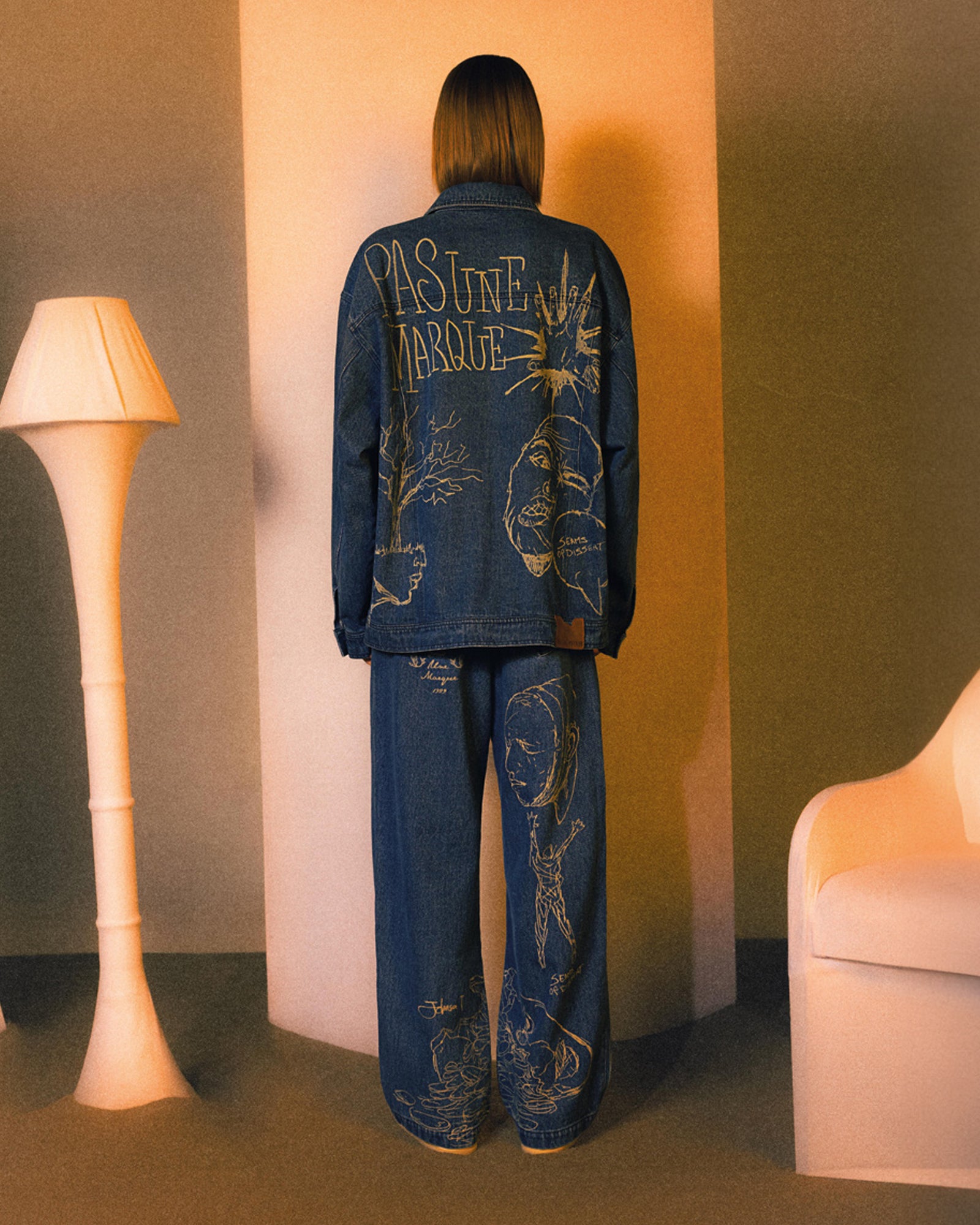 Johnson Tsang Heavy Washed Laser Denim Jacket (Blue)