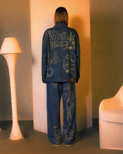 Johnson Tsang Heavy Washed Laser Denim Jacket (Blue)