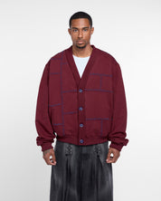 Paneled Cardigan (Burgundy)