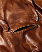 Military Vegan Leather Jacket (Brown)