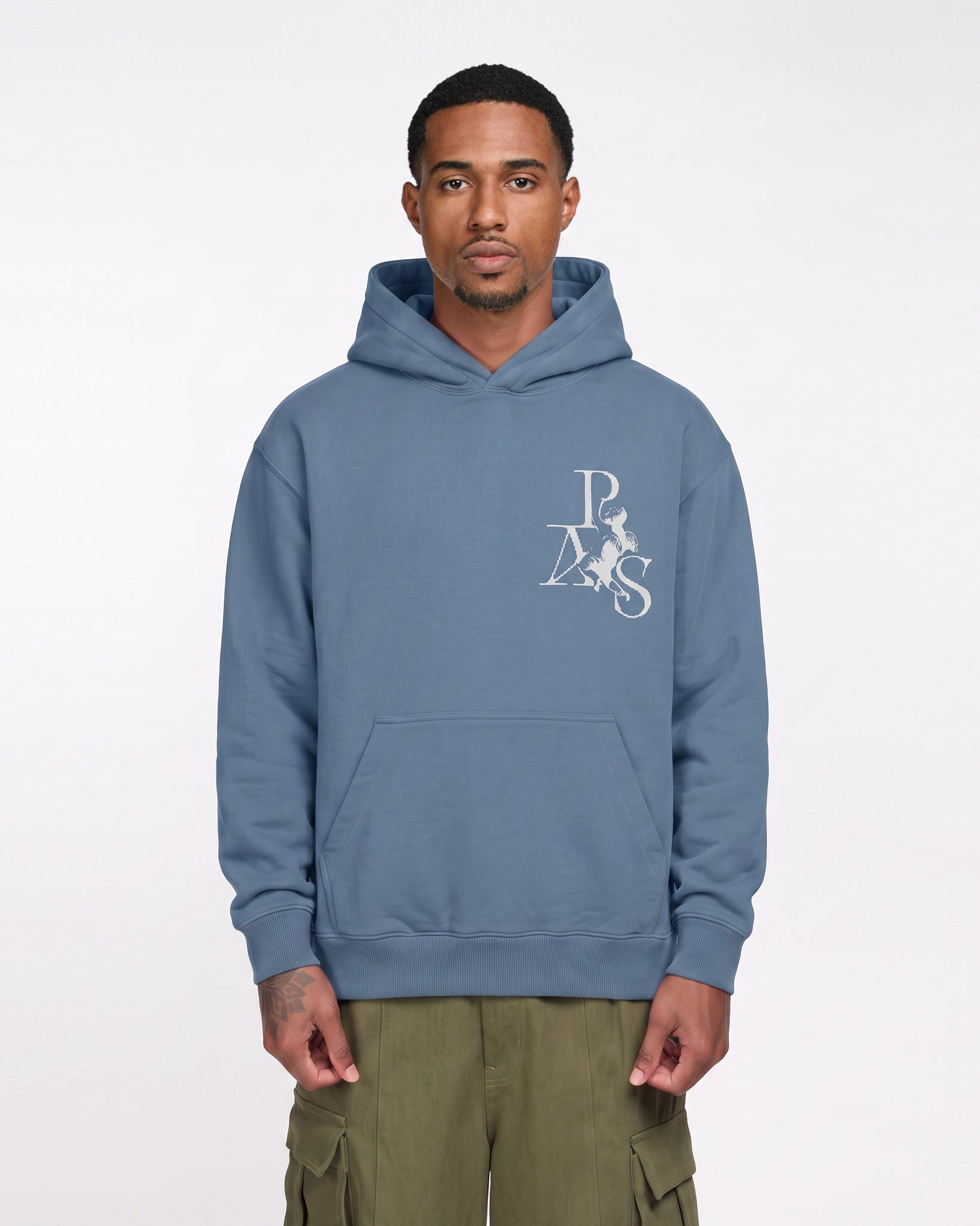Oversized Hoodie Angel and Cross (Heather Blue)
