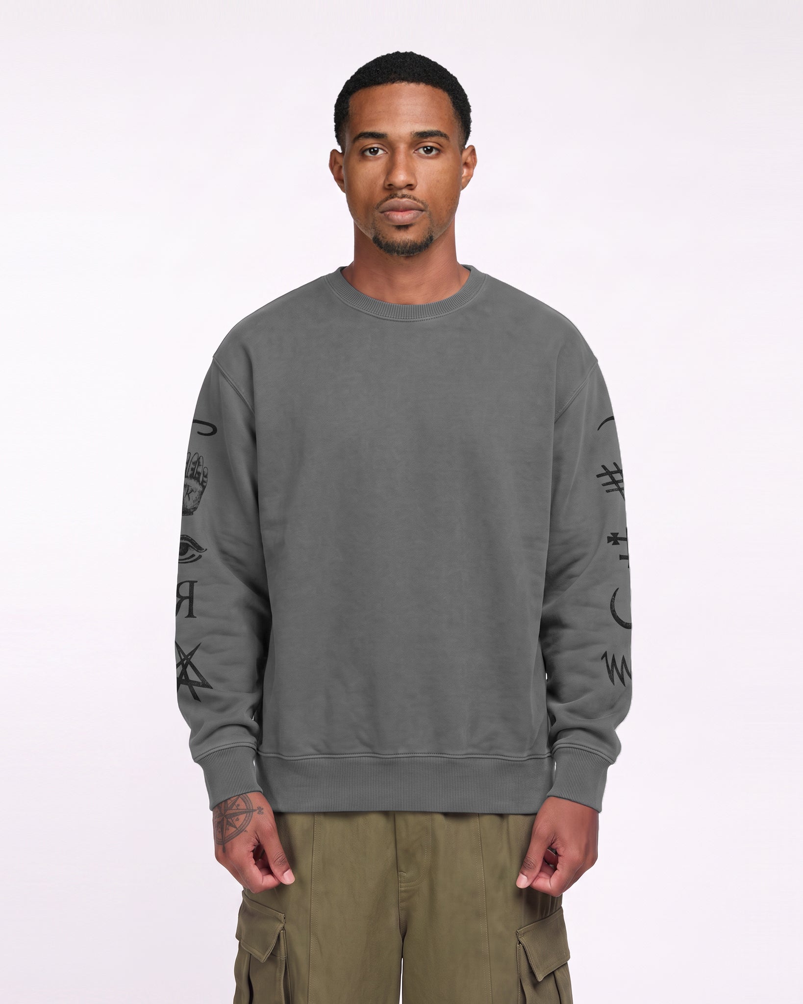 Oversized Good and Evil Spirits Sweatshirt (Graphite)