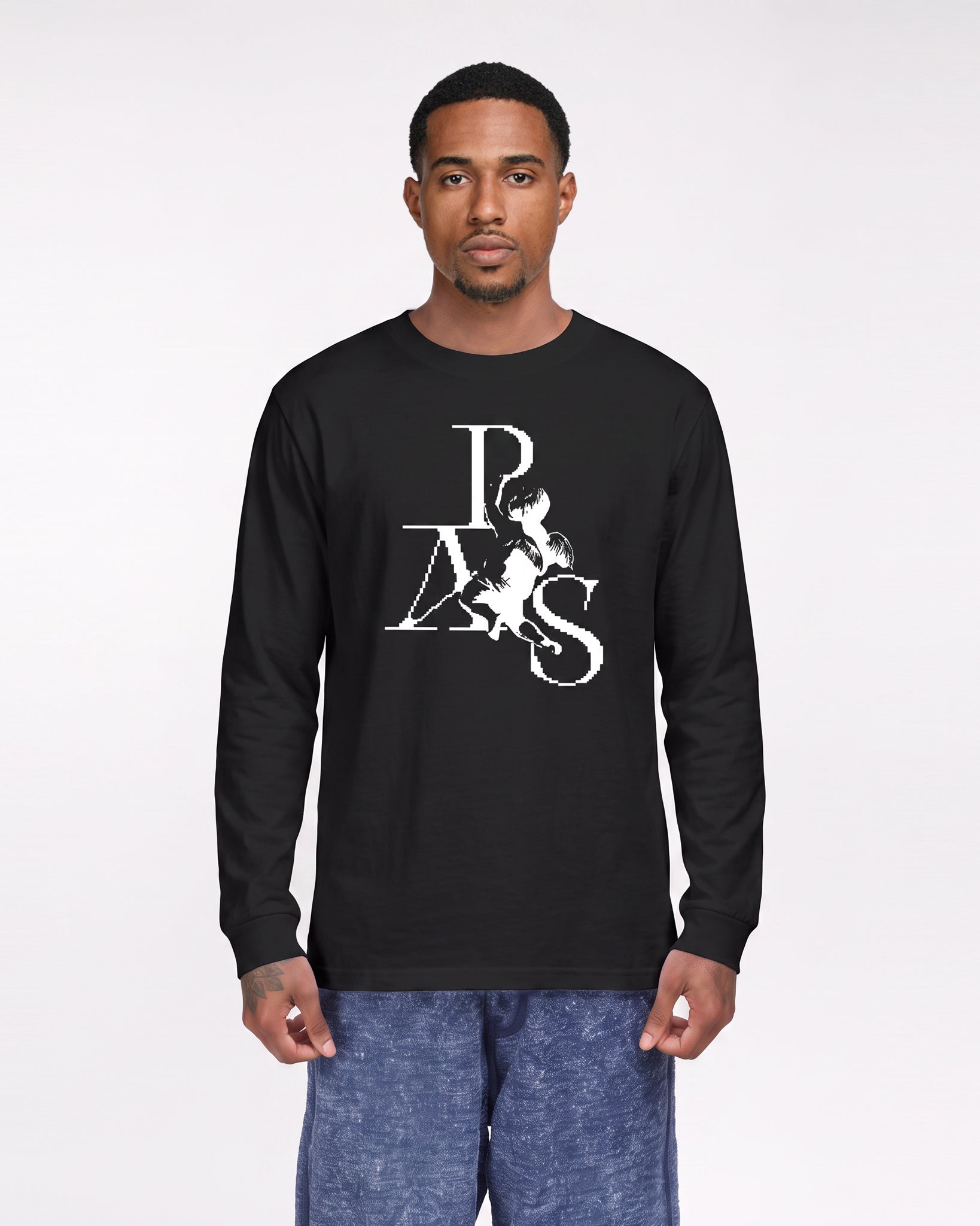 Angel Crewneck L/S Tee Shirt Regular (Black)
