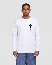 Cross Crewneck L/S Tee Shirt Regular (White)