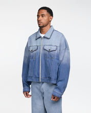 Hand-Embroidered Distressed Denim Jacket