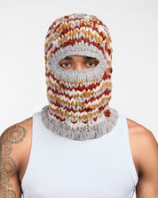 Knitted Puff Balaclava (Cream/Orange)