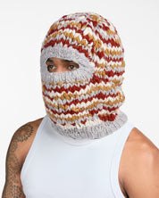 Knitted Puff Balaclava (Cream/Orange)