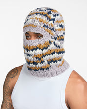 Knitted Puff Balaclava (Cream/Smoke)