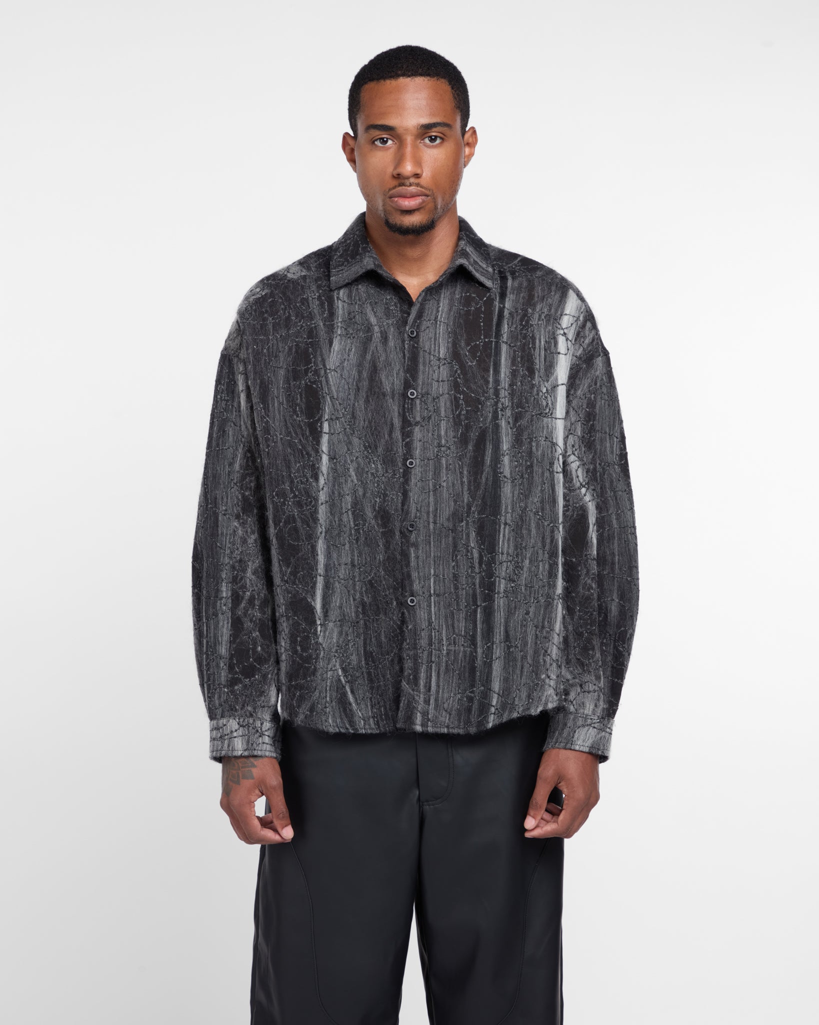 Marbled Cloth Long Sleeve Shirt (Grey / Multi)